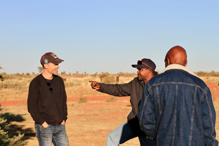 TF.A's Brad Wetherall, Terrance Jack and Simon Frank on Country in the East Pilbara.